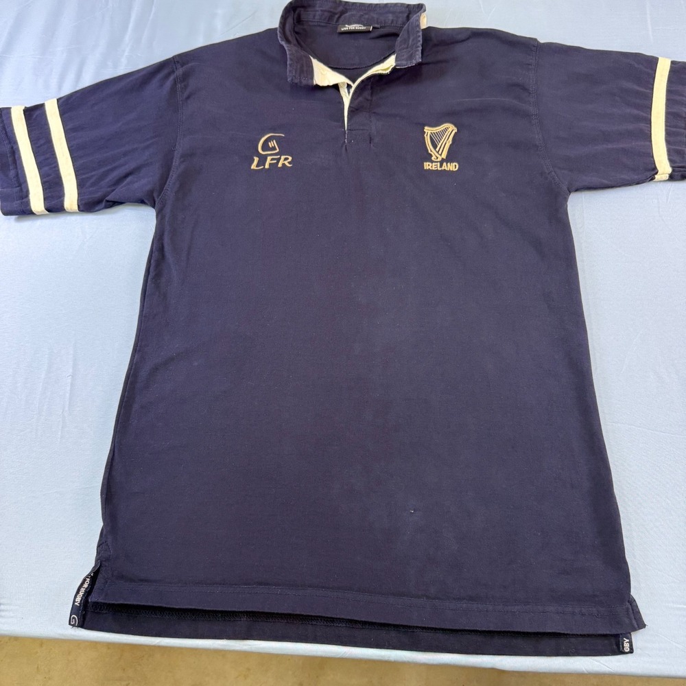 Live For Rugby Ireland Polo Shirt Mens Large black Short Sleeve Embroidered